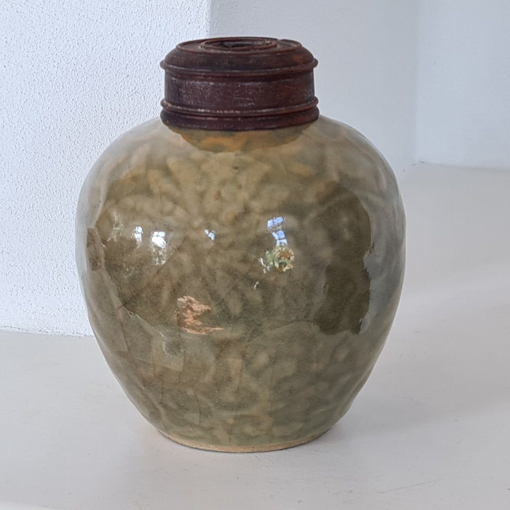 19e Eeuw Antieke Chinese Porseleinen Celadon Gemberpot, Ophalen of Verzenden