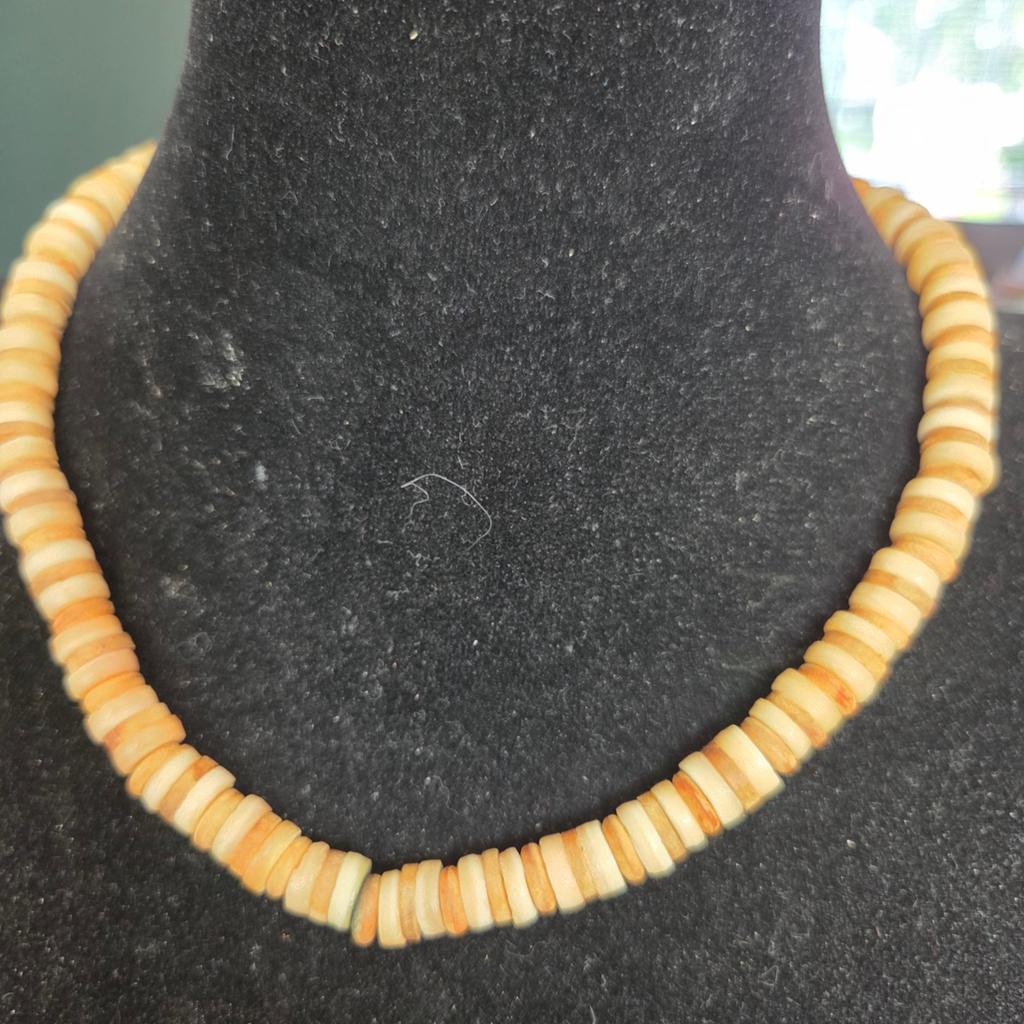 Ketting hout schelp, Ophalen of Verzenden, Bruin, Overige materialen