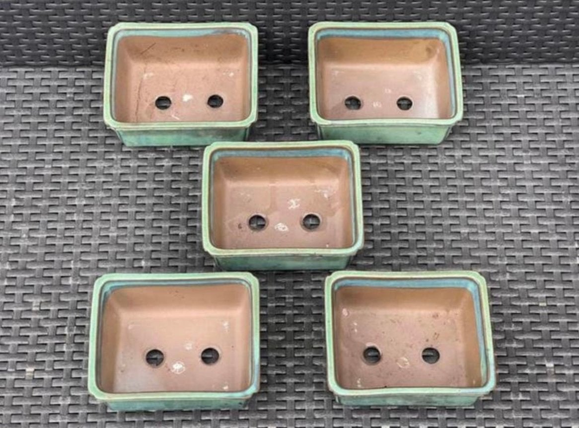 Actie Japanse Bonsai schalen Turquoise geglazuurd aardewerk, Tuin en Terras, Bloempotten, Ophalen, Zo goed als nieuw, Aardewerk