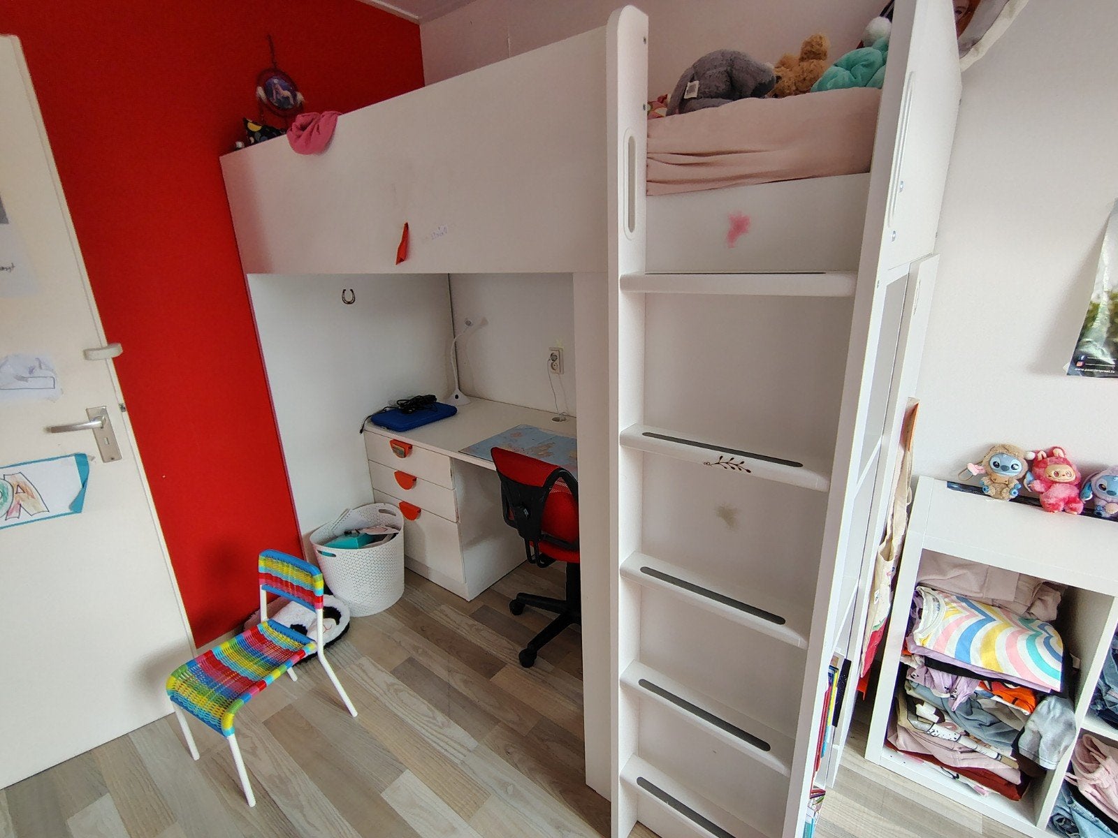 Hoogslaper met buro en kast Ikea, Kinderen en Baby's, Kinderkamer | Stapelbedden en Hoogslapers, Ophalen, Gebruikt, Hoogslaper