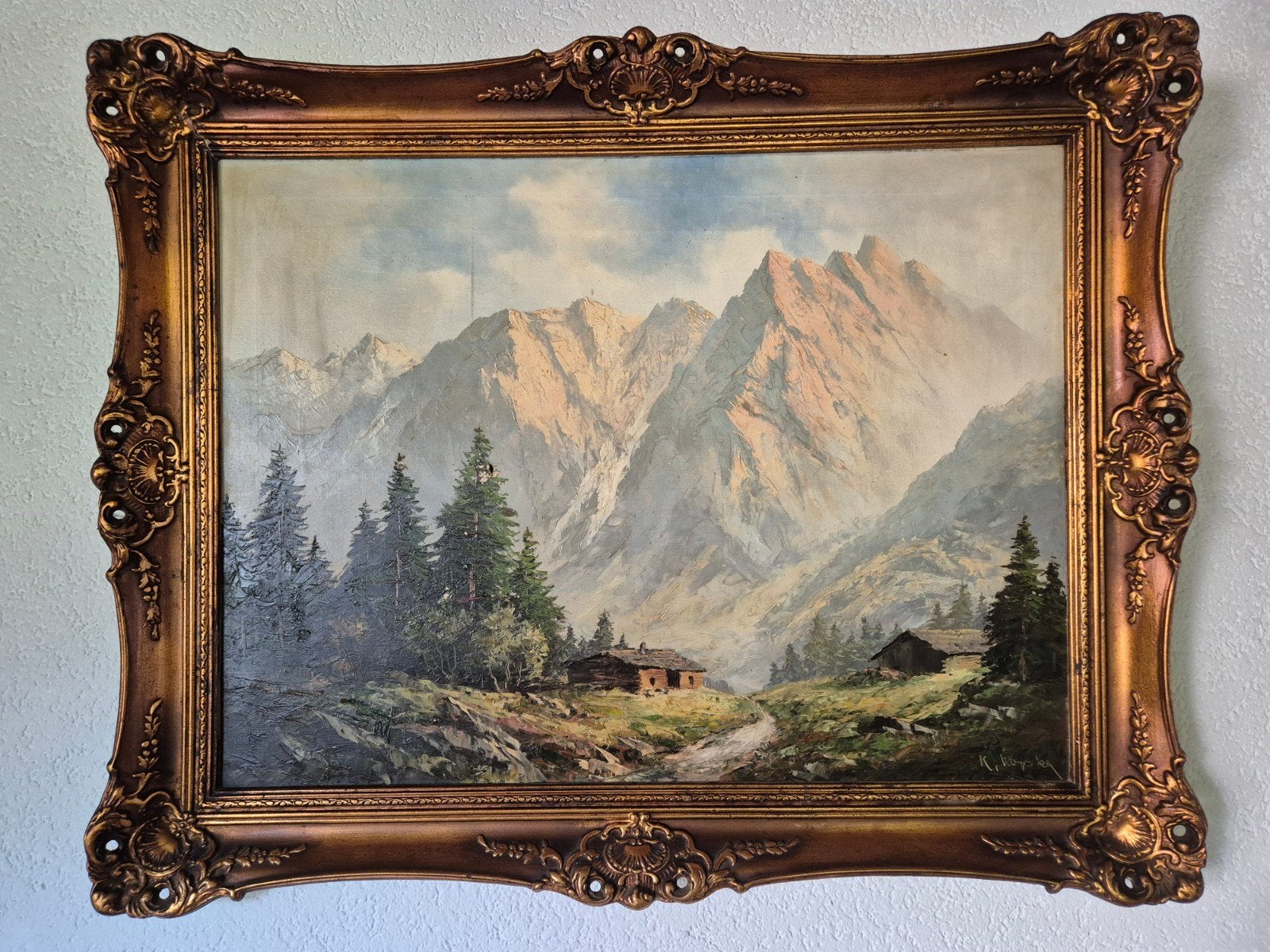 Prachtig groot olieverfschilderij in baroklijst, Ophalen