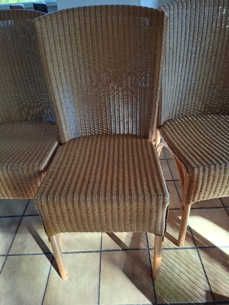 Vier keurige LLOYD LOOM eetkamerstoelen, Huis en Inrichting, Ophalen, Gebruikt, Bruin, Riet of Rotan