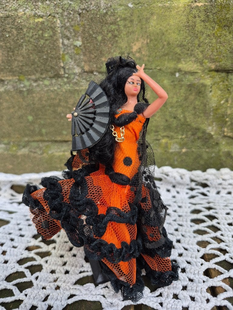 Vintage Spaanse Flamenco Mini Popje - Flora Spanje, Vintage, Gebruikt, Meerkleurig, Kunststof