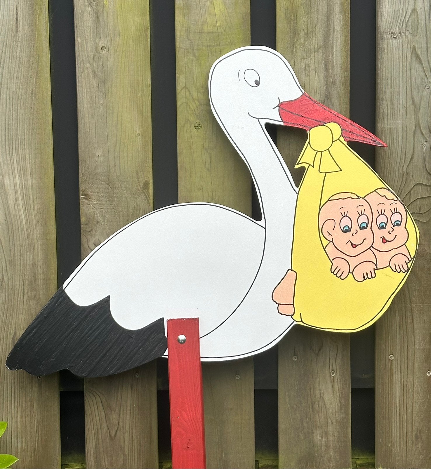 Te huur: Geboortebord ooievaar tweeling (meerdere), Kinderen en Baby's, Kraamcadeaus en Geboorteborden, Ophalen, Zo goed als nieuw