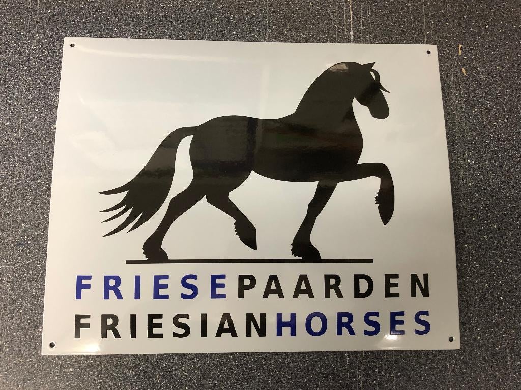 FRIESE PAARDEN Emaillebord, Ophalen of Verzenden