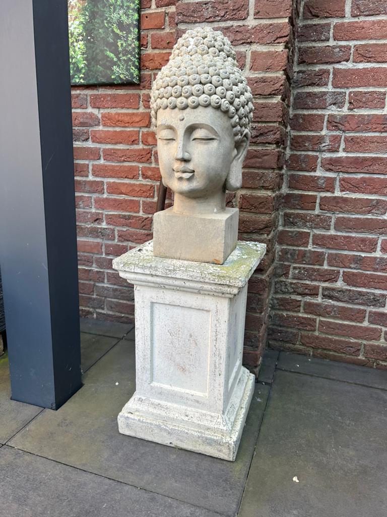 Boeddha beelden en pilaren/ 2 bloembakken, Tuin en Terras, Ophalen, Gebruikt