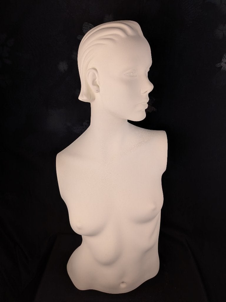 Witte dames etalagepop torso met hoofd – oorbelgaatjes, Ophalen of Verzenden, Gebruikt, Paspop