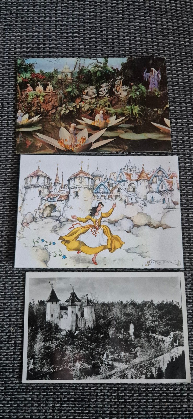 3 Ansichtkaarten: Efteling, Anton Pieck, Kasteel, Verzamelen, Ansichtkaarten | Themakaarten, Ophalen of Verzenden