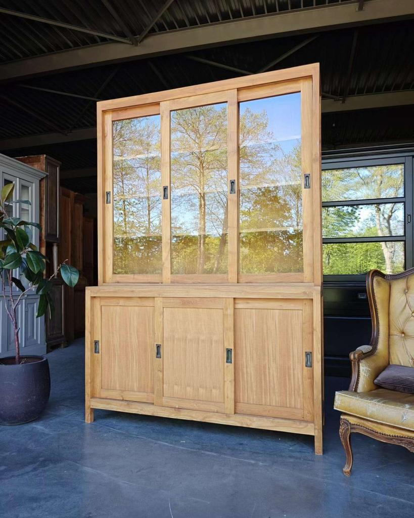 Vintage teakhouten schoolkast - Buffetkast | Vitrine #2721