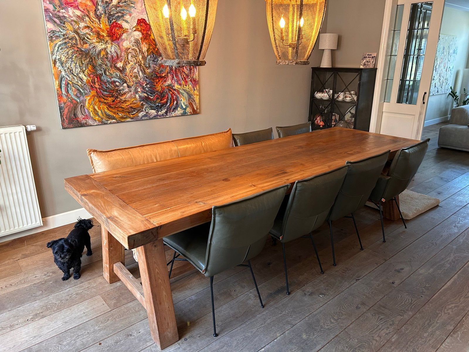 Lederen Bankje Jess Design 2.20m - Zo goed als nieuw, Ophalen, Bruin, Leer, Zo goed als nieuw