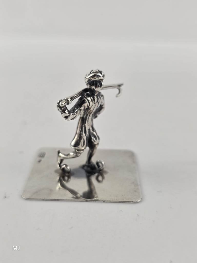 Zilveren miniatuur Schaatser                            Z244, Ophalen of Verzenden, Zilver