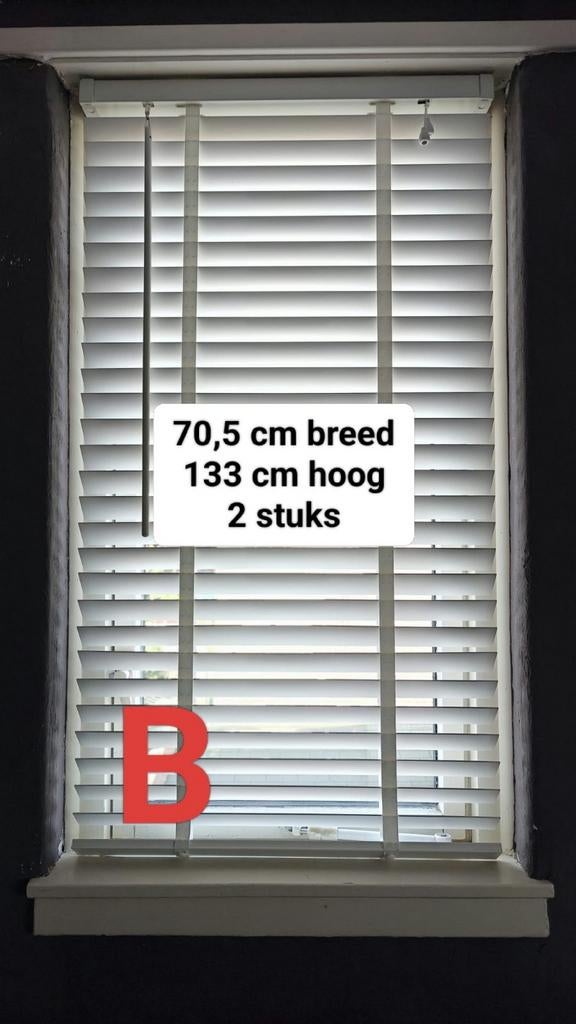 7 wit Houten luxaflex jaloezieën, 50mm (Lamellen,Schutters)., Ophalen of Verzenden, Wit