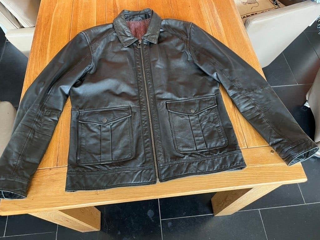 Zwarte leren Ted Baker jack, maat 4 = L, Kleding | Heren, Maat 52/54 (L), Ted Baker, Verzenden, Zwart