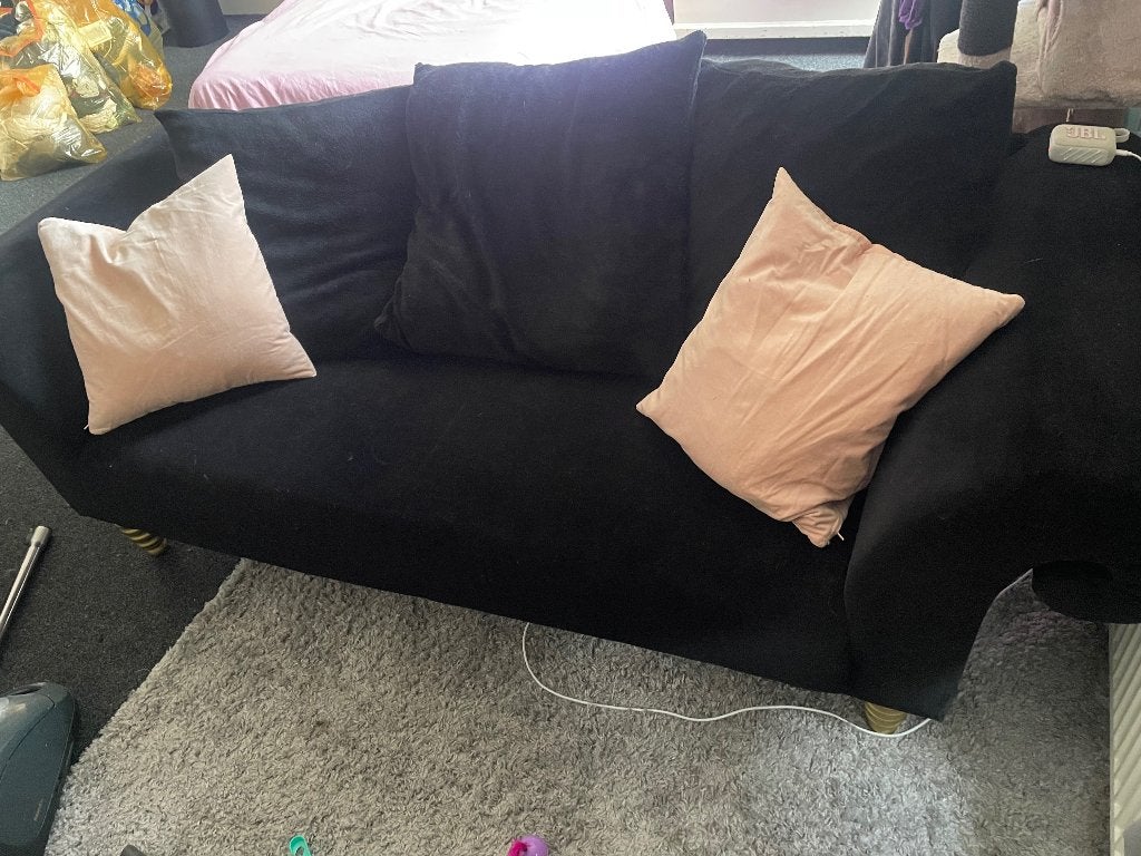 Fluwelen zwart bank, Ophalen, Gebruikt, 150 tot 200 cm, Tweepersoons