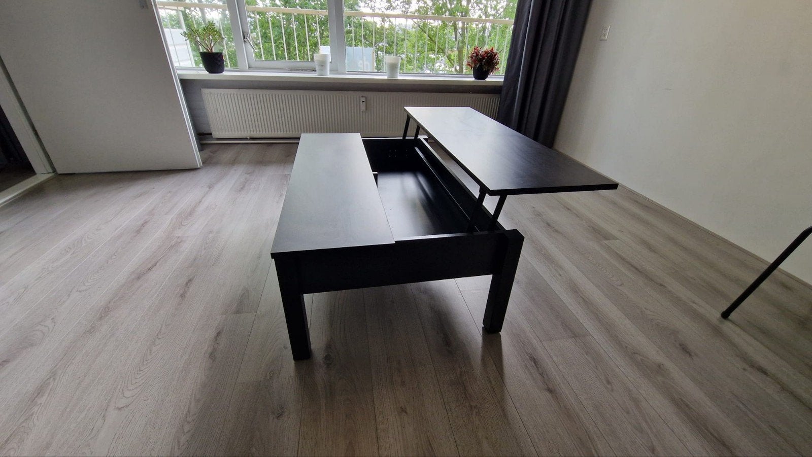 Salontafel met opklapbaar blad en opbergruimte, Ophalen, Gebruikt, 100 tot 150 cm, 50 tot 75 cm