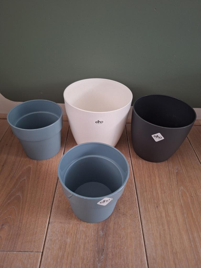 Elho kunststof bloempotten - diverse maten en kleuren, Kunststof, Gebruikt, Ophalen of Verzenden, Binnen