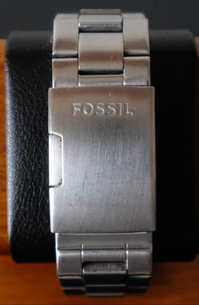 Fossil Nate JR1468 46mm Stainless Steel Heren Horloge, Sieraden, Tassen en Uiterlijk, Overige merken, Staal, Gebruikt, Staal