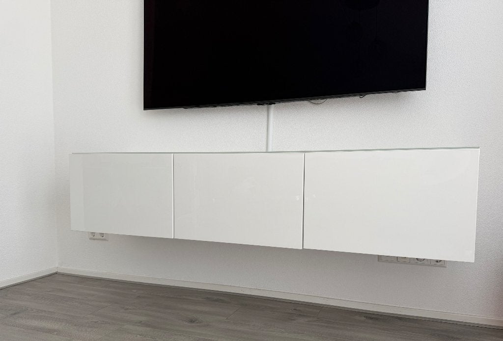 Besta tvmeubel hoogglans wit, Ophalen, 150 tot 200 cm, Zo goed als nieuw, Minder dan 100 cm