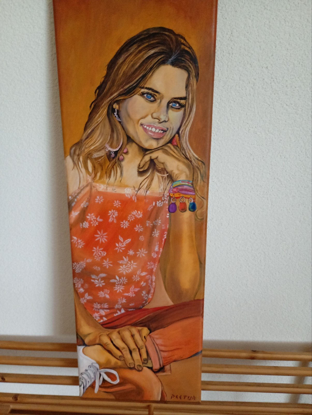 Olieverf schilderij van Nicolette van Dam - 20x60 cm, Ophalen, Handgeschilderd, Olieverf, Overige materialen