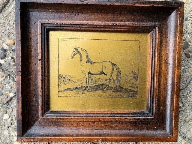 Ets van paard, Antiek en Kunst, Kunst | Etsen en Gravures, Ets, Ophalen of Verzenden, Flora en Fauna, 20 cm