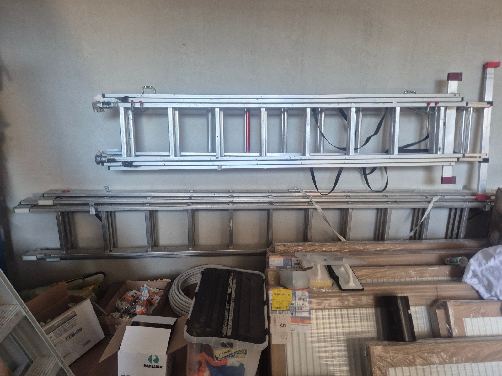Aluminium ladder 3x12 sporen, Ophalen, Gebruikt, Ladder, Opvouwbaar of Inschuifbaar