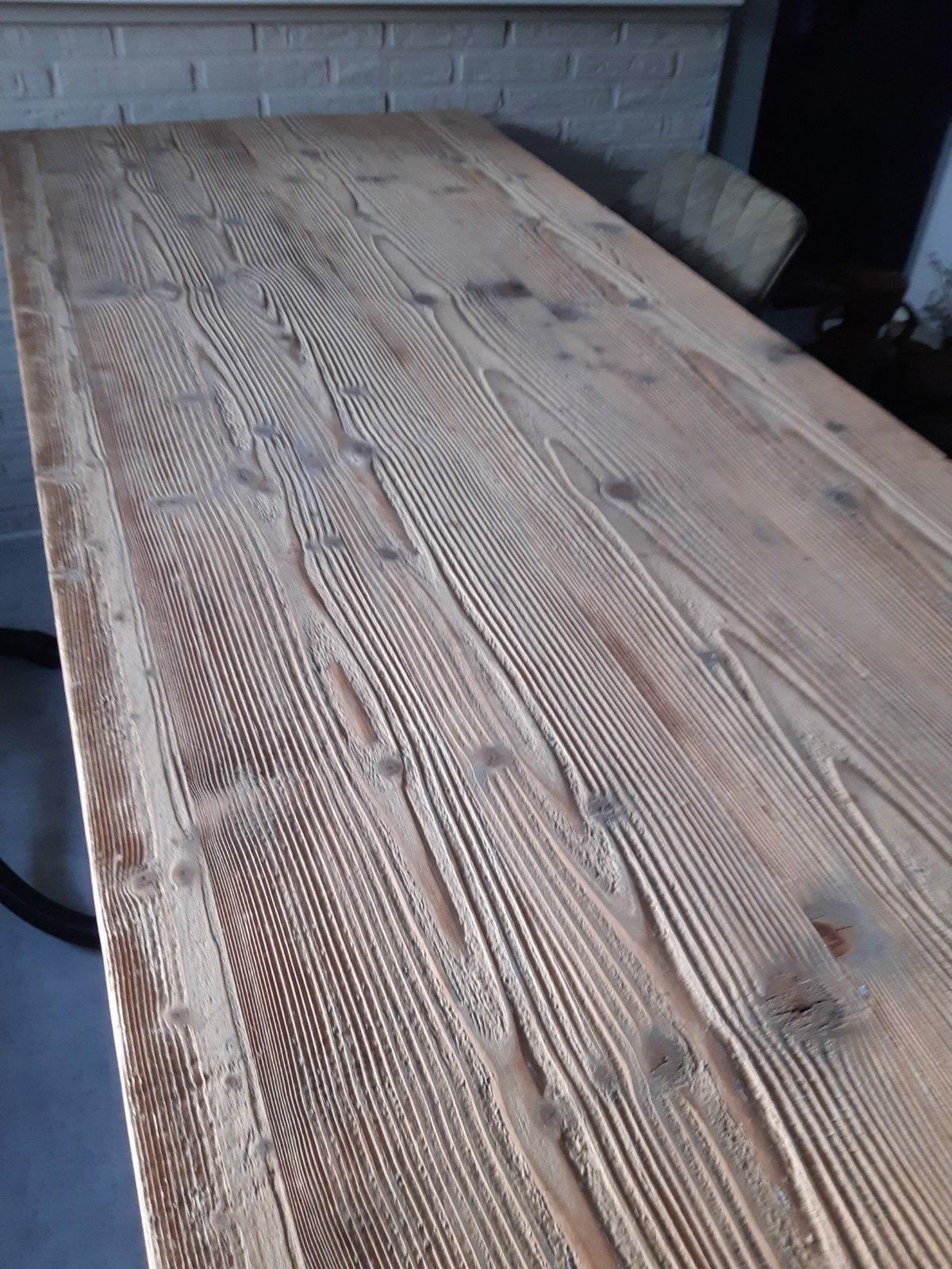 Mooie gestraalde houten eet tafel ( met baluster poten), Ophalen, 75 m² of meer, Laminaat