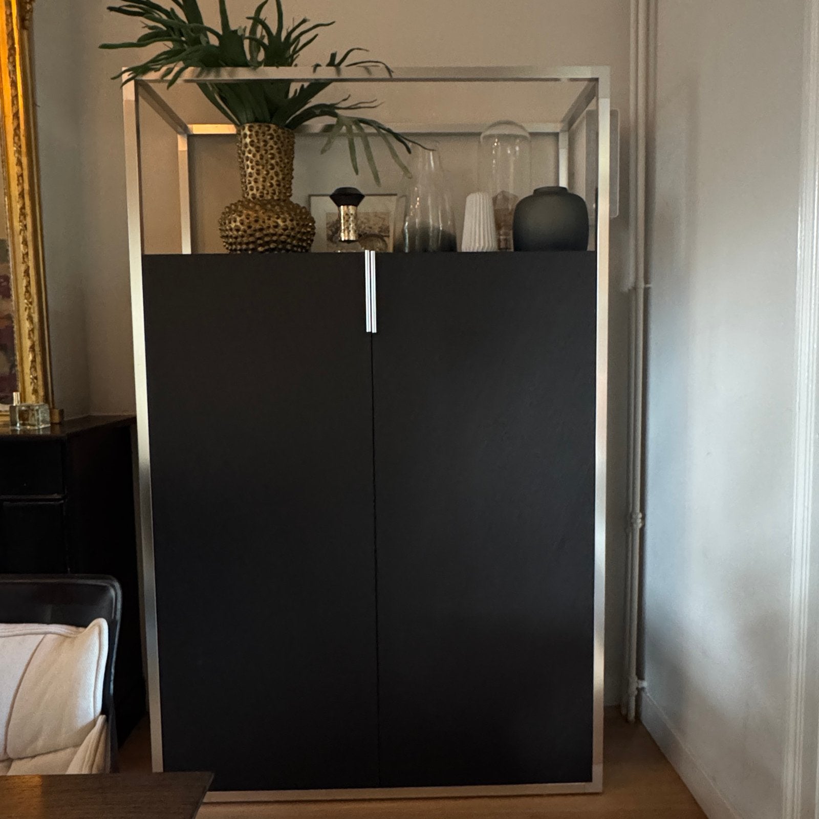 Ligne Roset Design Kast - Donkerbruin Hout & RVS, Huis en Inrichting, Ophalen, Gebruikt