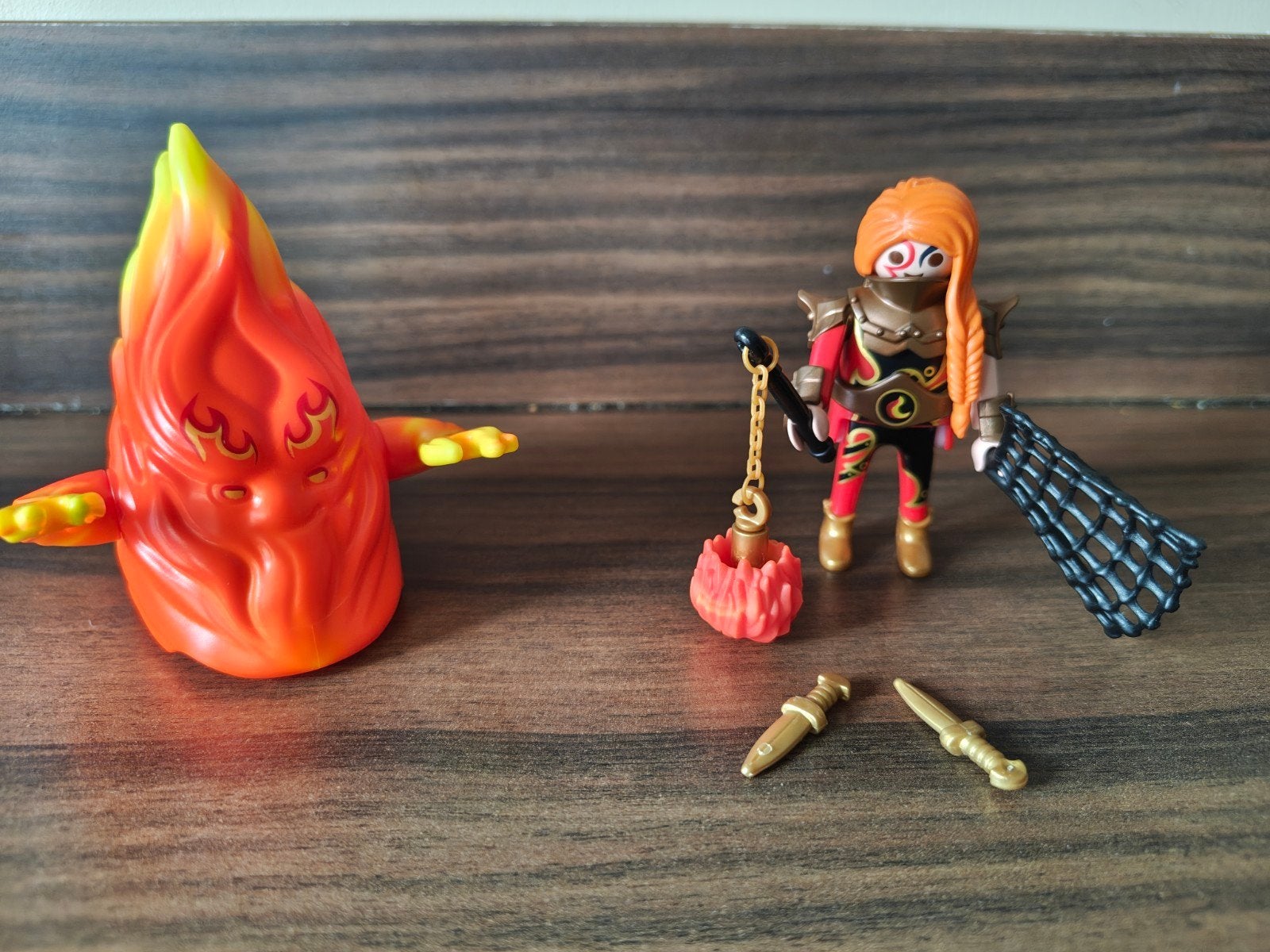 115. Playmobil Burnham Raiders Vuurgeest met strijder comple, Complete set, Overige typen, Ophalen of Verzenden, Zo goed als nieuw