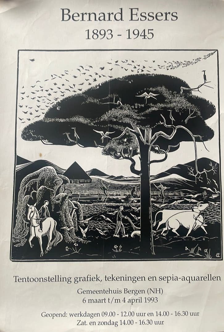 Originele tentoonstelling poster  Bernard Essers 1892-‘45, Verzenden, Gebruikt, A1 t/m A3, Overige onderwerpen