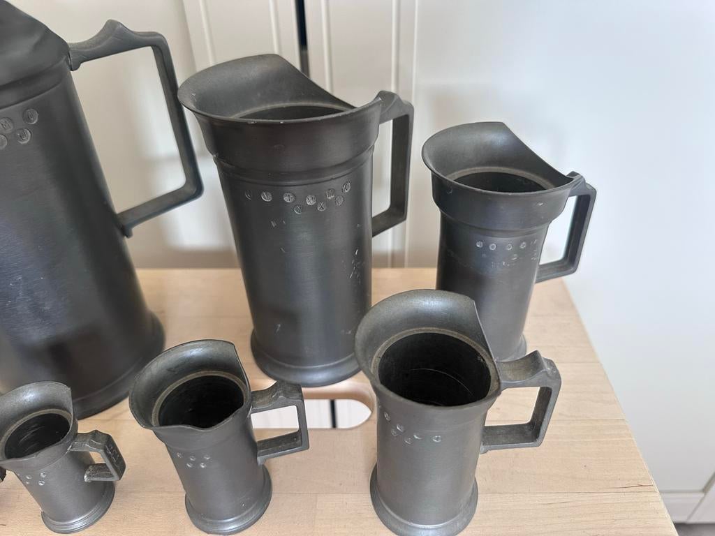 Set van Tinnen Maatbekers - Diverse Maten, Antiek en Kunst, Antiek | Tin, Ophalen of Verzenden