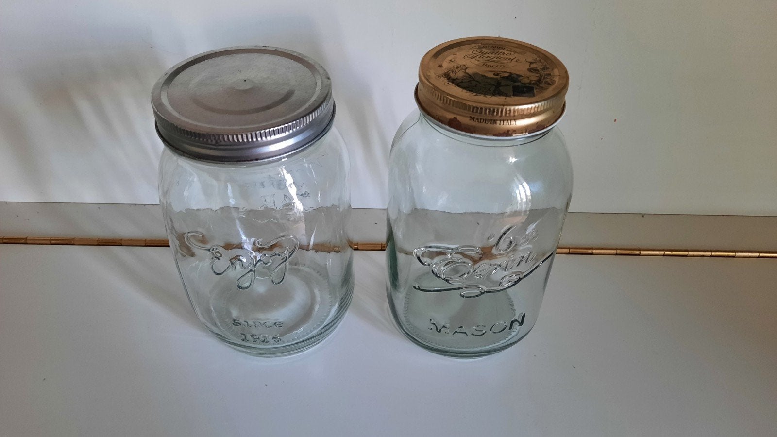 2 glazen voorraadpotten met deksel, Ophalen of Verzenden, Voorraadpot, Meerkleurig, Glas