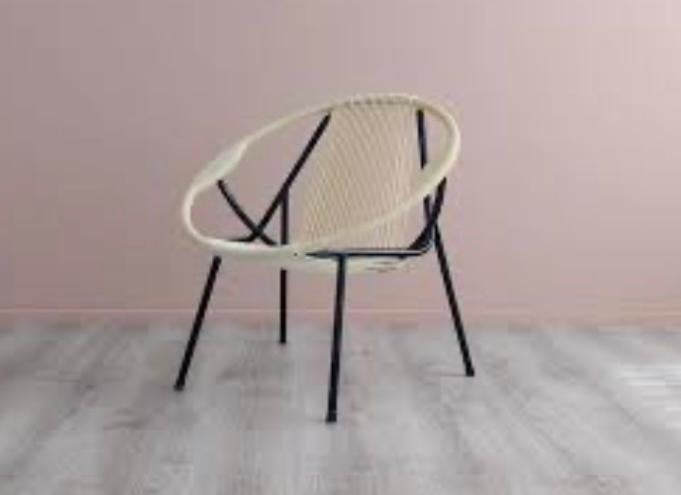 Scooby lounge stoel spaghetti stoel chair jaren 50 60 vintag, Huis en Inrichting, Stoelen, Ophalen, Gebruikt, Twee, Zwart
