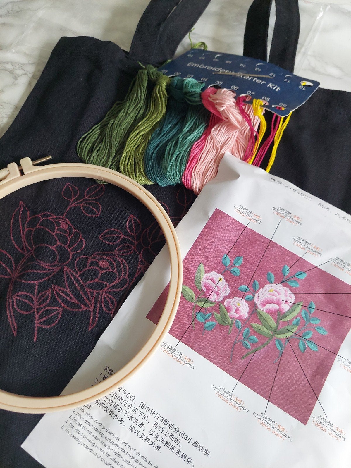 Compleet Borduurset Tas met Bloemmotief - DIY Hobby Kit, Ophalen of Verzenden, Nieuw, Handborduren, Borduurpakket