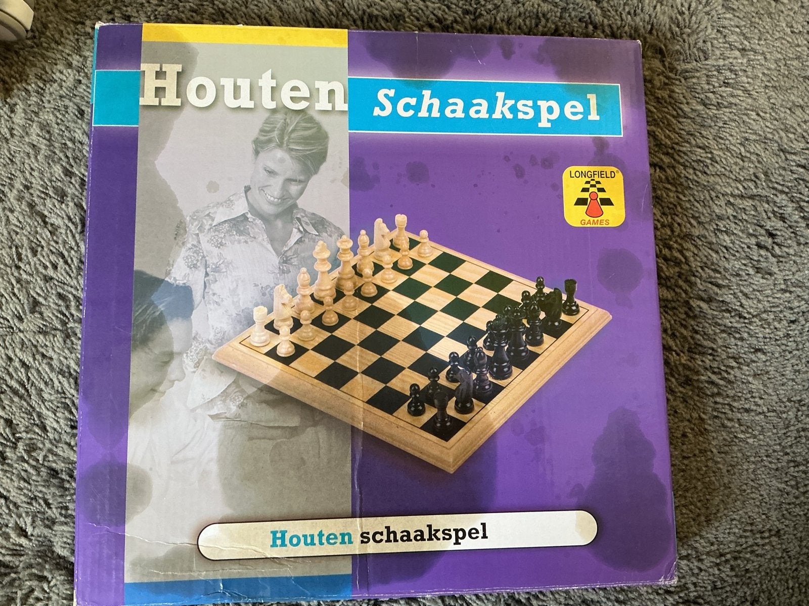 Houten schaakspel met schaakstukken en spelregels, Een of twee spelers, Ophalen of Verzenden, Zo goed als nieuw