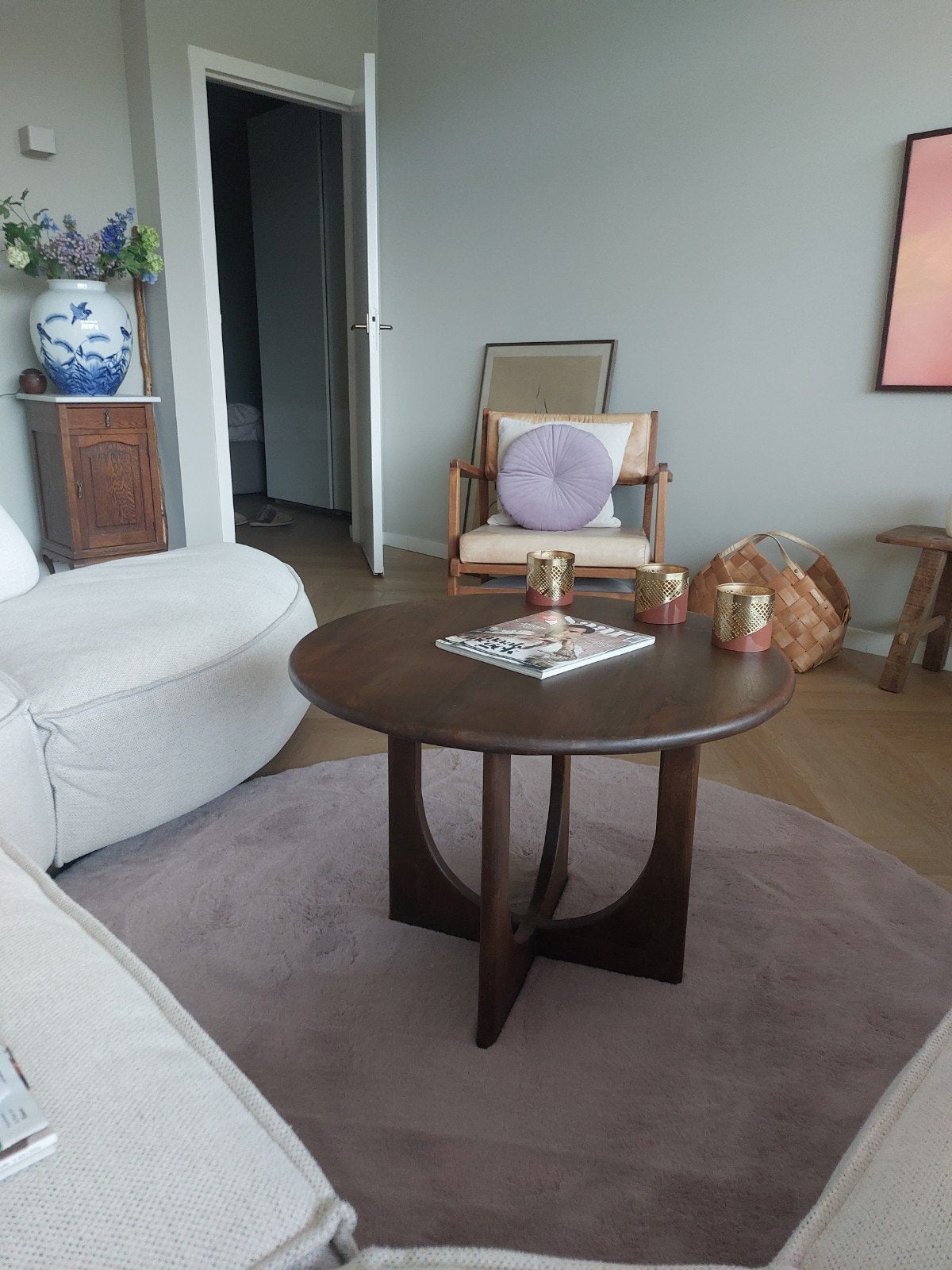 Ronde salontafel van hout, diameter 70cm, hoogte 49cm, Japandi, 50 tot 100 cm, Rond, Nieuw