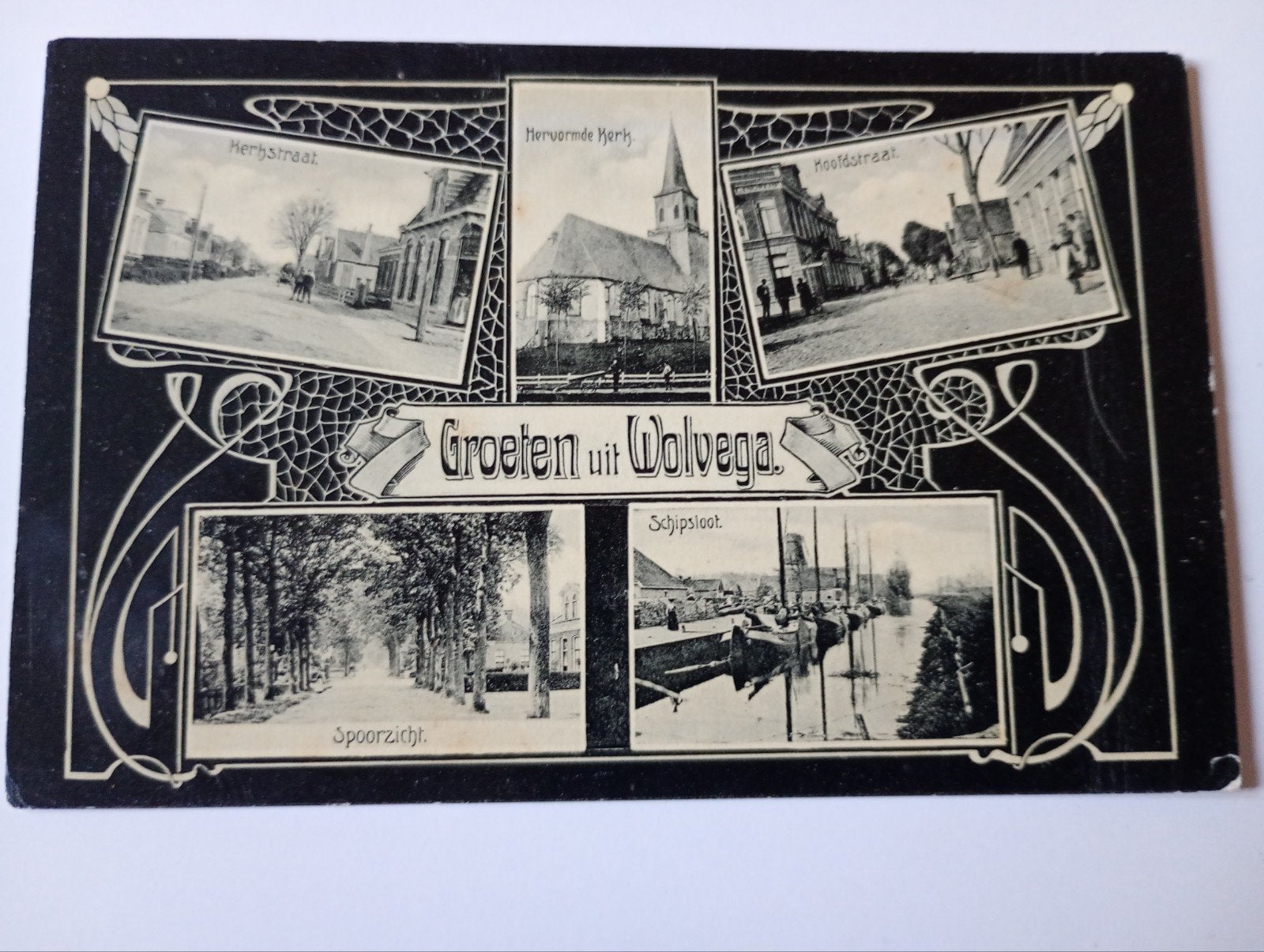 Wolvega Jugendstilkaart met Randversiering, Ophalen of Verzenden, Voor 1920, Ongelopen, Friesland