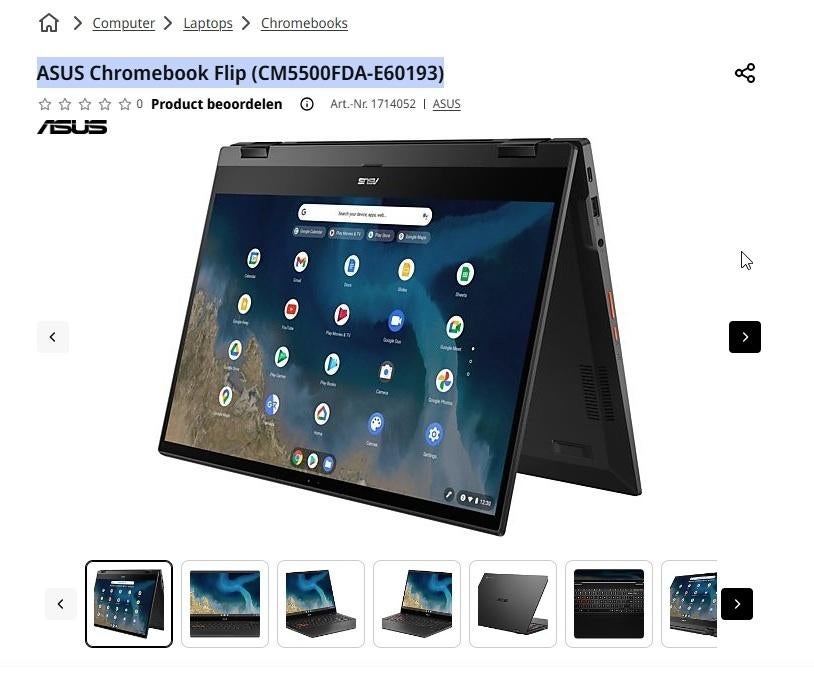 ASUS Chromebook Flip (CM5500FDA-E60193), 15 inch, Asus, Qwerty, 8 GB