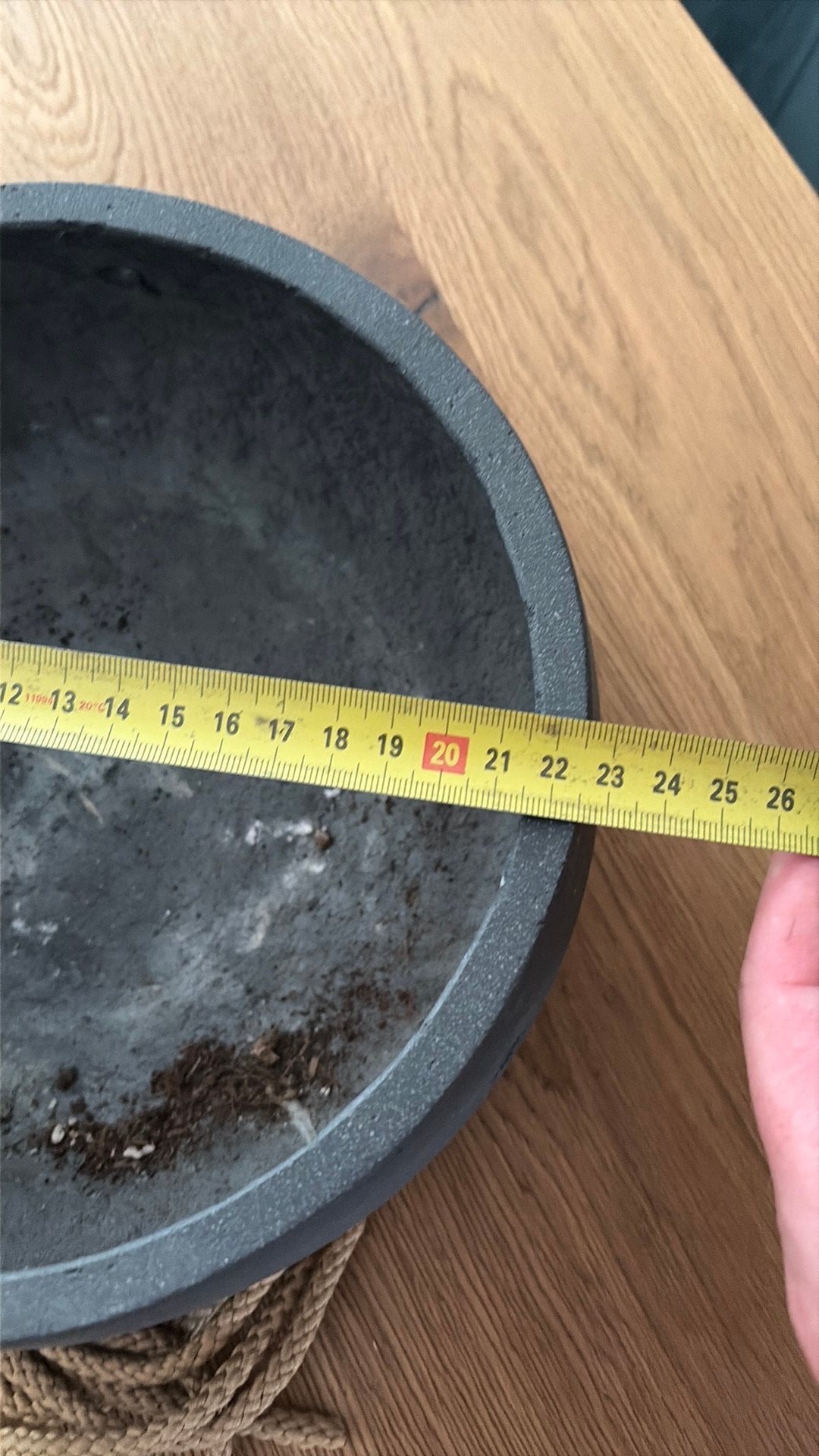 Betonnen hangpot met touw - Modern en stijlvol, Tuin en Terras, Gebruikt, Minder dan 30 cm, Minder dan 60 cm, Rond