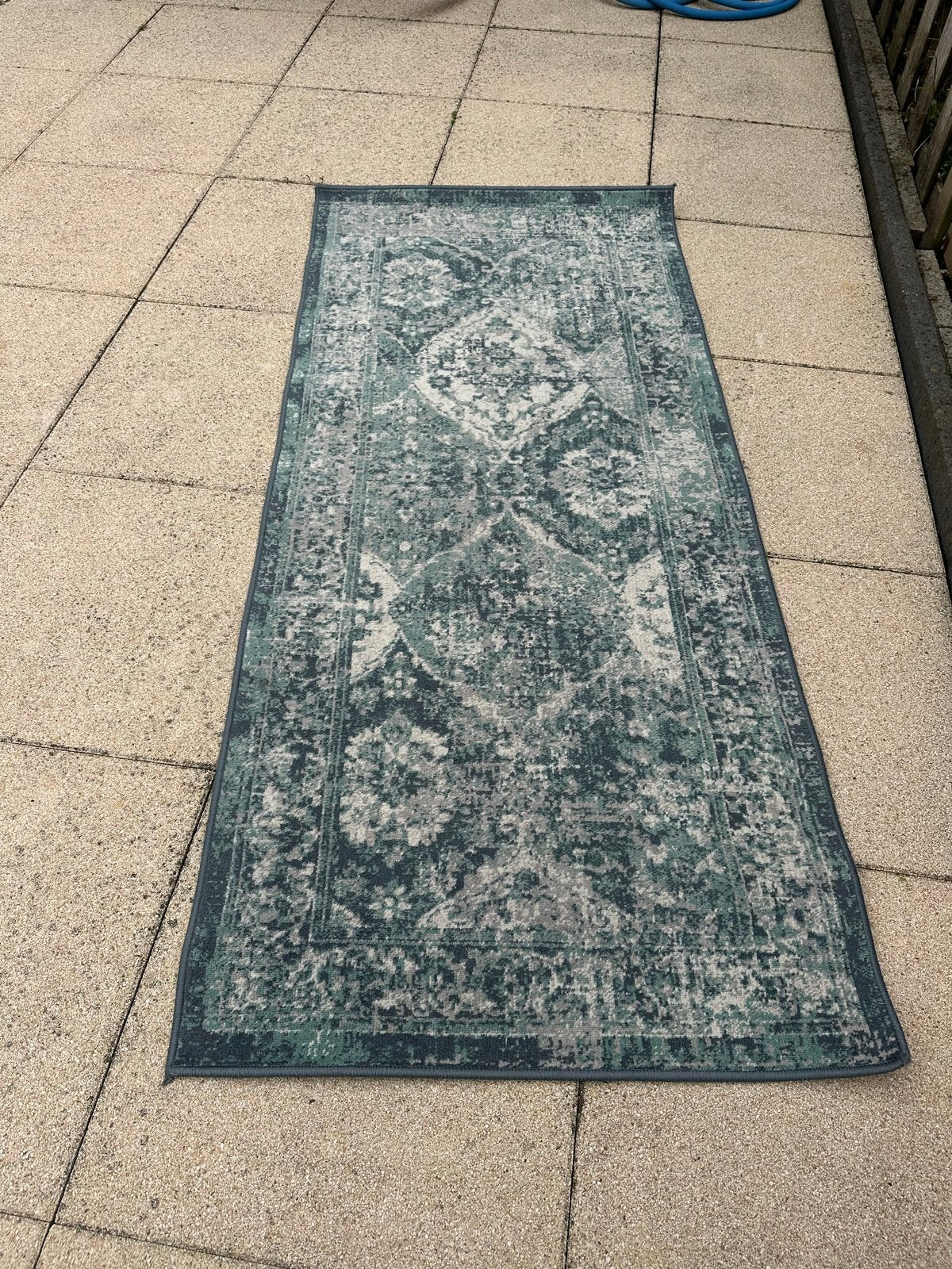 Vintage Groen Tapijt/loper - in goede staat, 200 cm of meer, Zo goed als nieuw, Rechthoekig, Groen