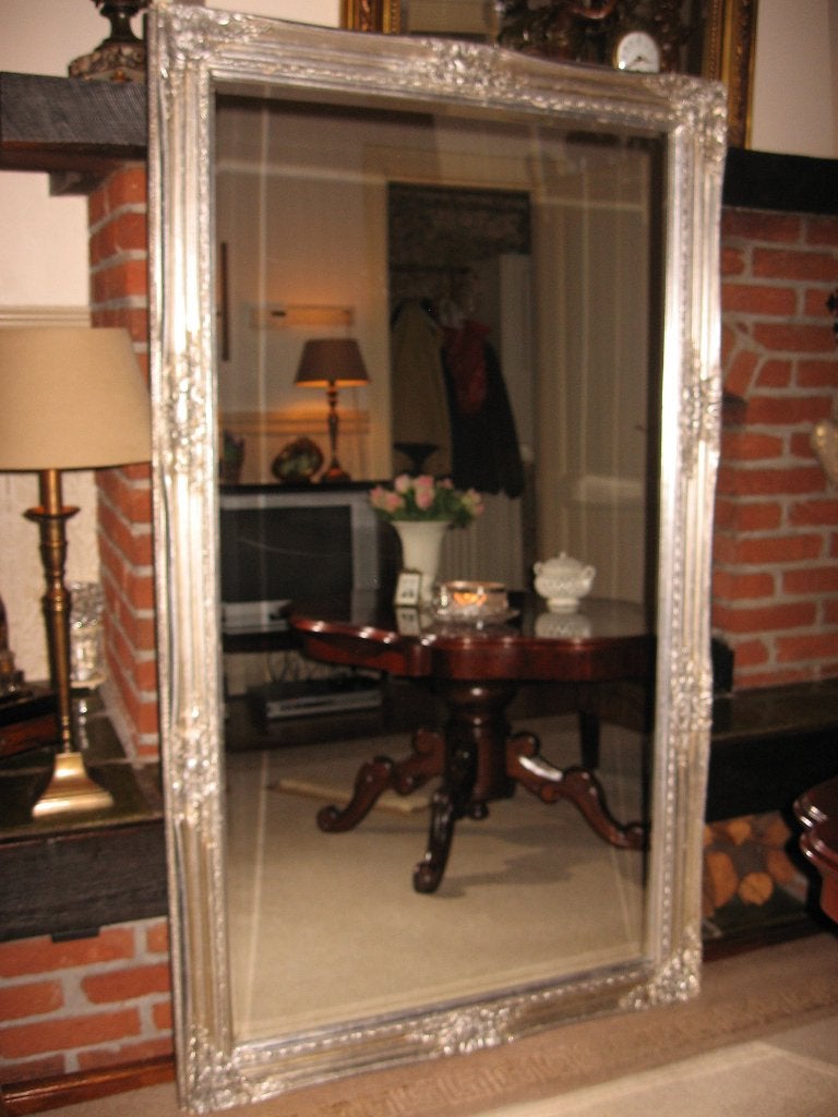 Chique!! Old-Zilver "Facet" R.H. 144x84.5cm "Barok" Spiegel, 100 tot 150 cm, Ophalen of Verzenden, Zo goed als nieuw, 75 tot 100 cm