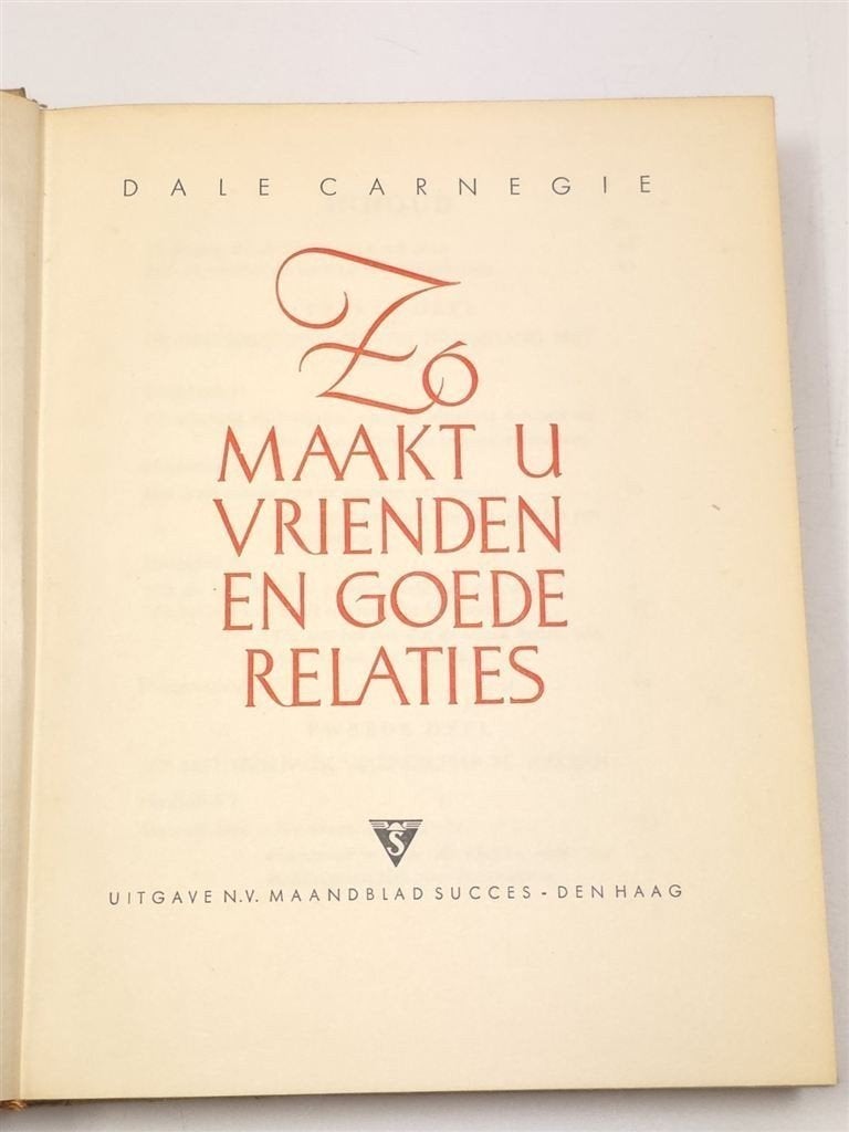 Zó Maakt u Vrienden — Carnegie, Vintage 1940 Zeldzaam, Ophalen of Verzenden, Gelezen
