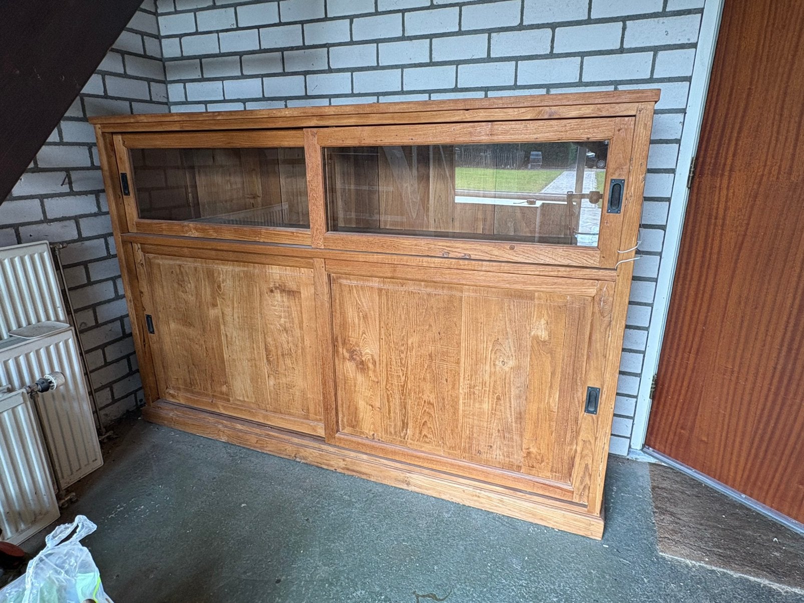Landelijke rustieke eiken dressoir en tv meubel set, Antiek en Kunst, Ophalen