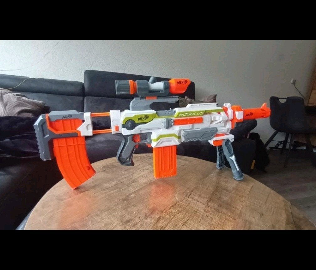 Nerf Modulus ECS-10 Blaster met accessoires, Ophalen of Verzenden, Zo goed als nieuw