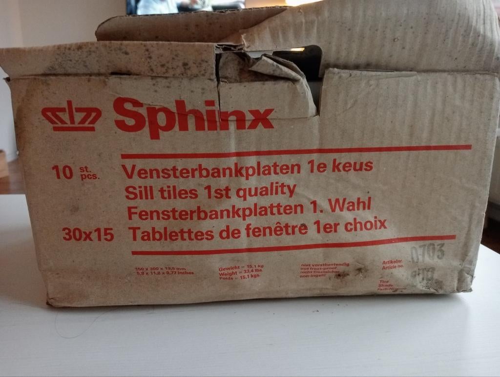 Sphinx vensterbankplaten 1e keuze 30x15 cm (10 stuks), Keramiek, Overige typen, Nieuw, 20 tot 40 cm