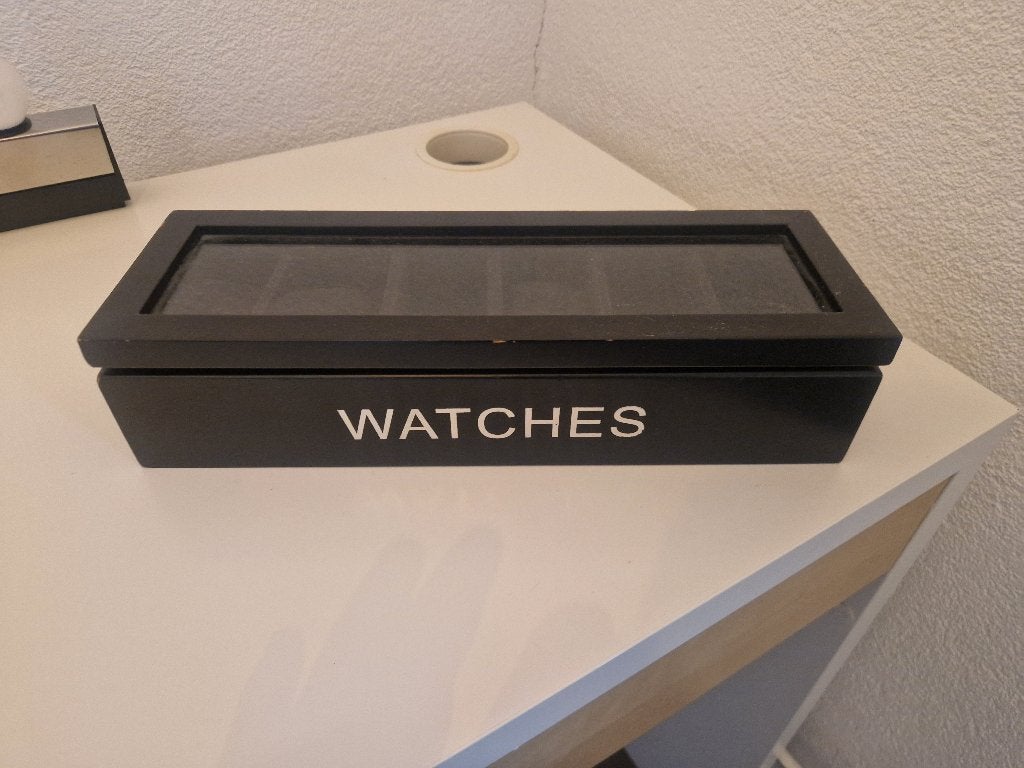 Horlogedoos / horlogekist voor 6 horloges – zwart, Ophalen, Zo goed als nieuw, Zwart, Hardcase