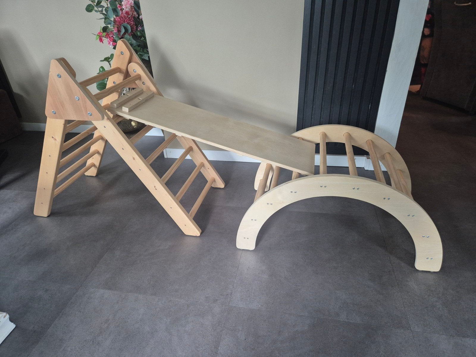 Pikler Driehoek Klimrek met Glijbaan en Klimboog (Montessori, Kinderen en Baby's, Speelgoed | Houten speelgoed, Ophalen, Zo goed als nieuw