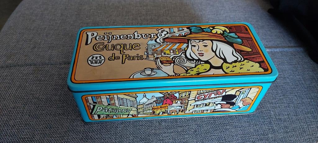 Vintage Peijnenburg Koekblik "Couque de Paris", Ophalen of Verzenden, Gebruikt, Koek(jes), Overige merken