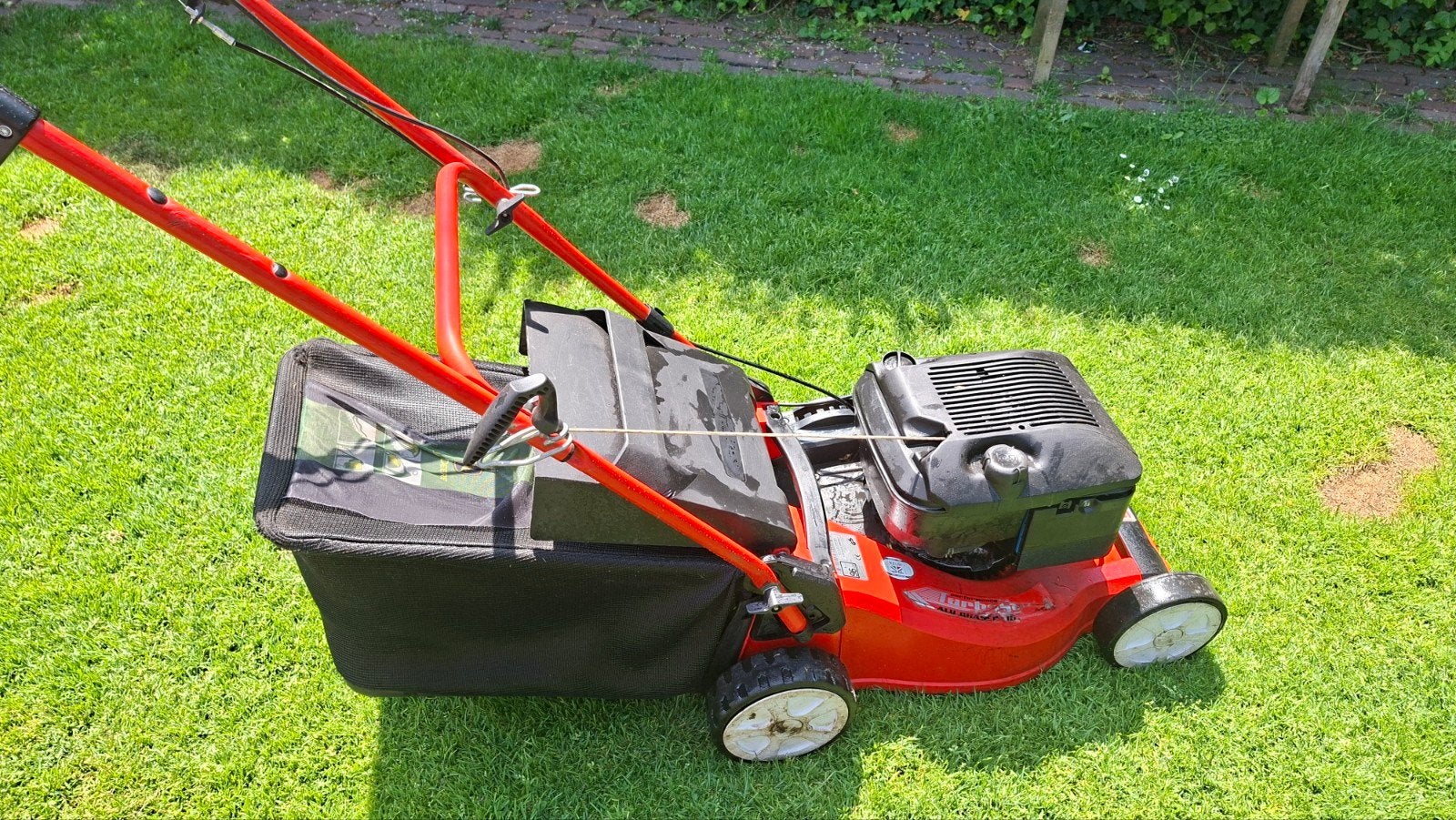 Sabo 43 turbostar benzine grasmaaier., Tuin en Terras, Grasmaaiers, Cirkelmaaier, Gebruikt, Benzine-grasmaaier, 40 t/m 49 cm