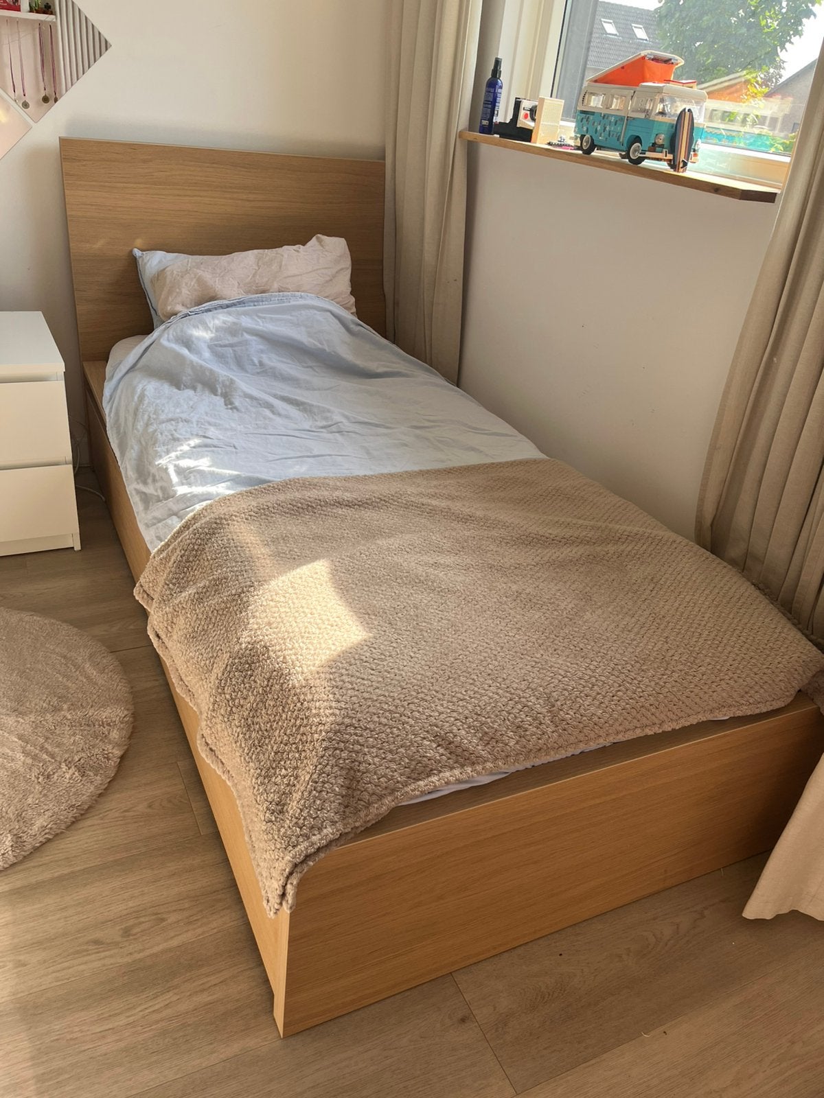 Ikea Malm 90x200 incl lattenbodem, Ophalen, Verstelbaar, 90 cm, Eenpersoons