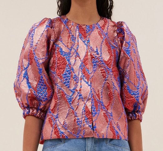 By bar mauri jacquard blouse coral S, Kleding | Dames, Blouses en Tunieken, Verzenden, Nieuw, Maat 36 (S)